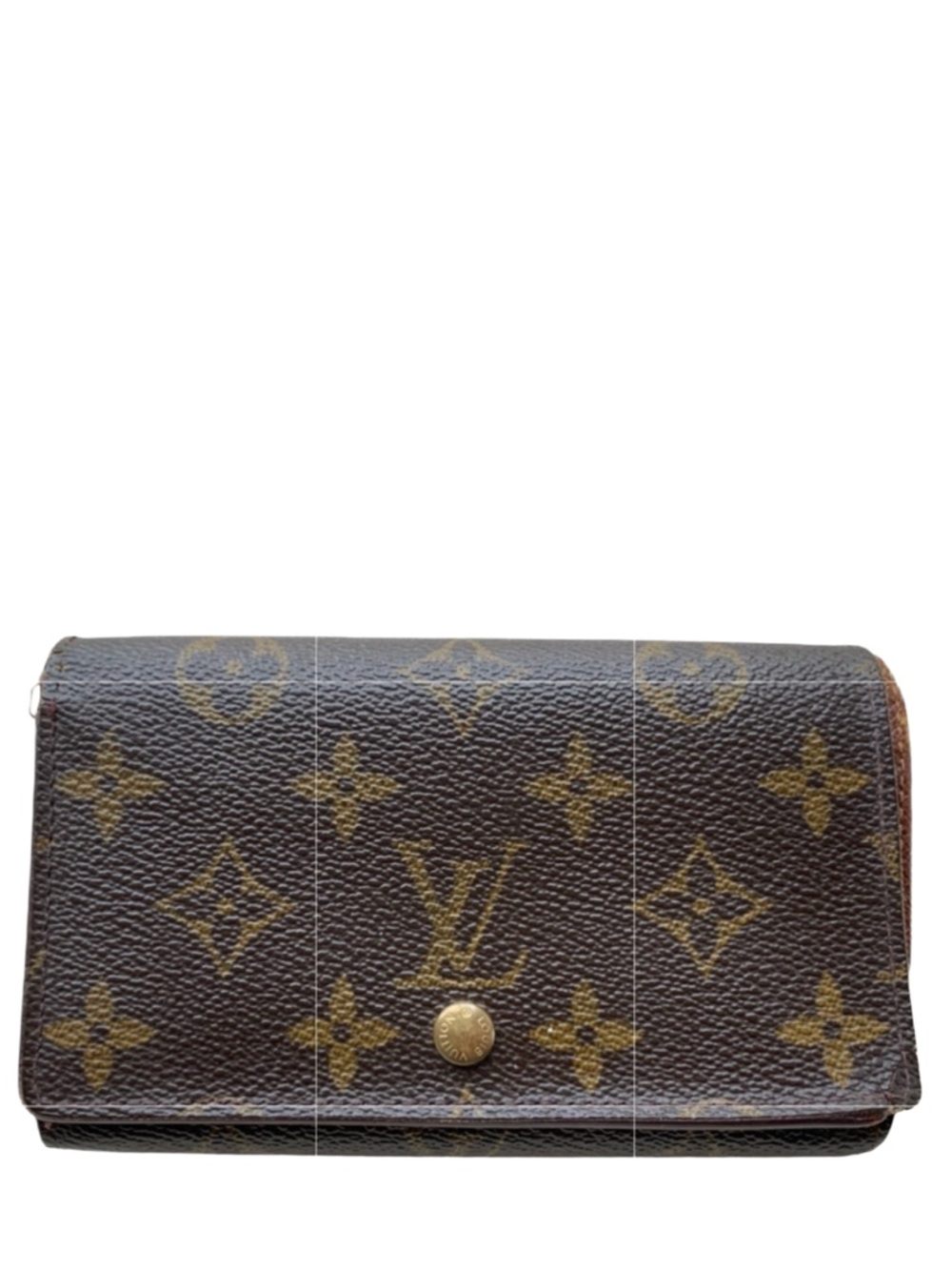 LOUIS VUITTON Brown Monogram Snap Front Zipper Wallet